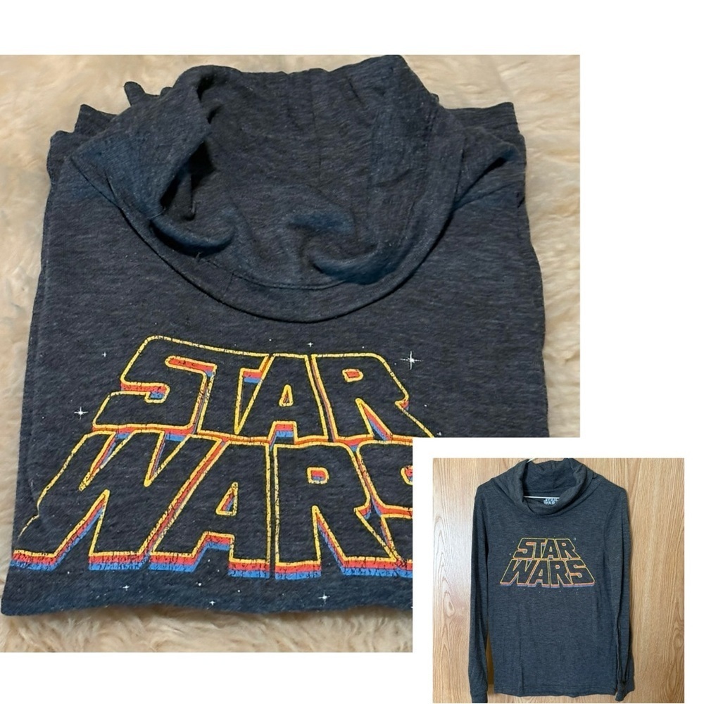 Fifth Sun Gray Star Wars Cowl Neck Lightweight Hoodie Sweatshirt